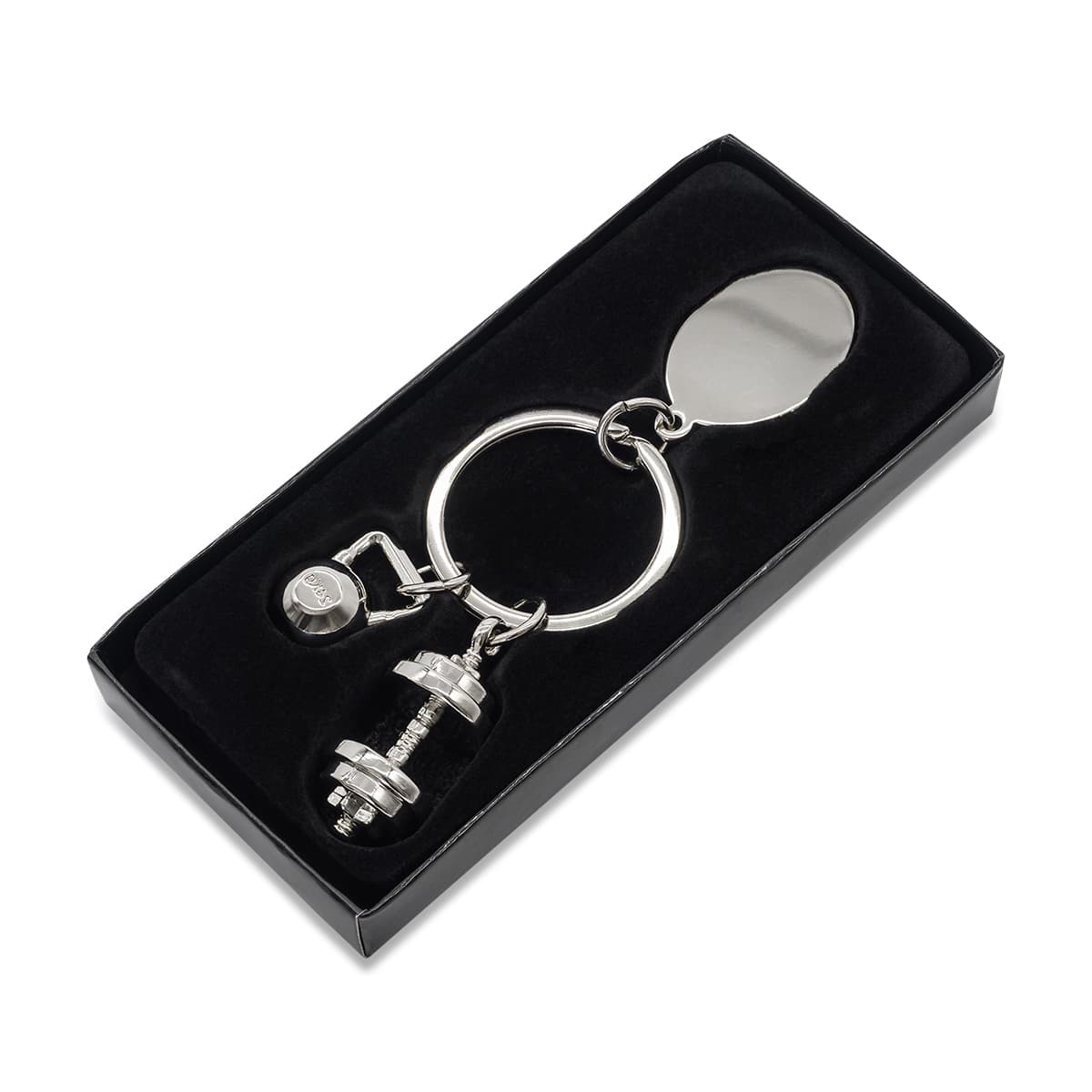 Brelok z motywem sportowym GymKey, srebrny