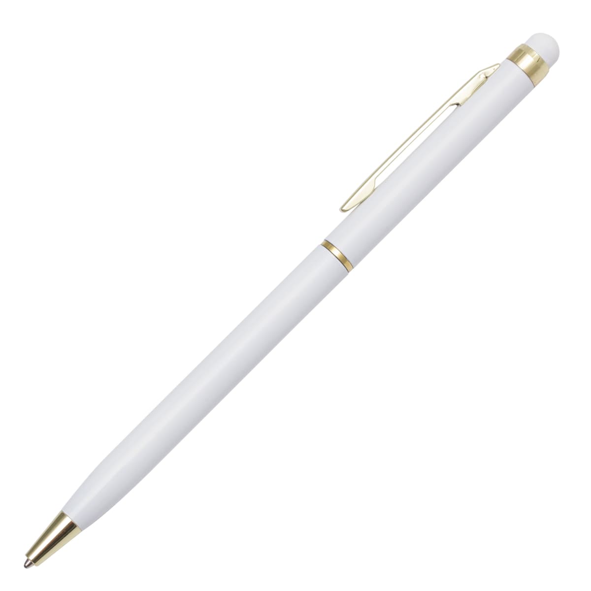 Długopis aluminiowy Touch Tip Gold, biały